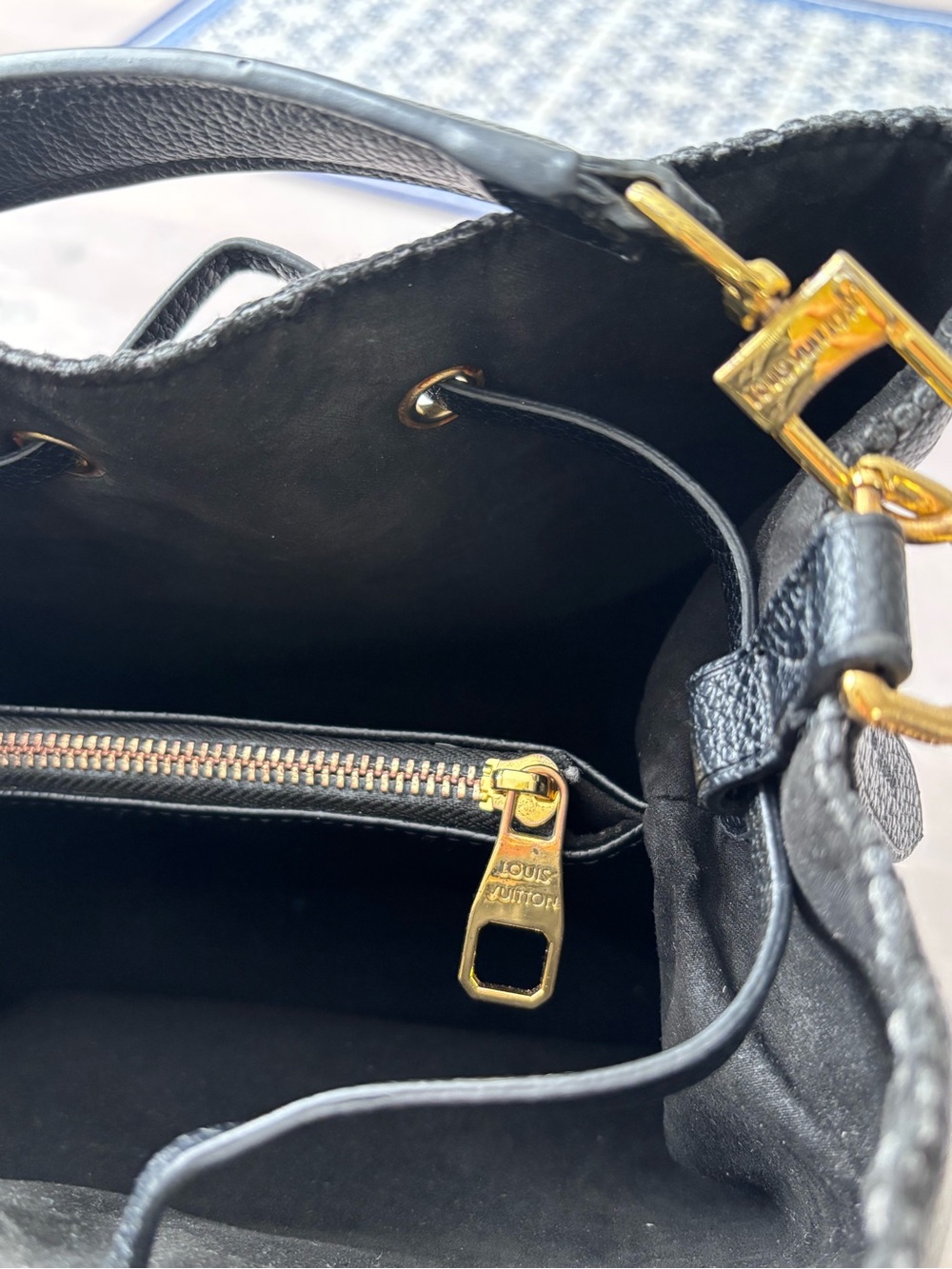 Louis Vuitton Black Embossed Leather Drawstring Bucket Shoulder Bag - Picture 6 of 6